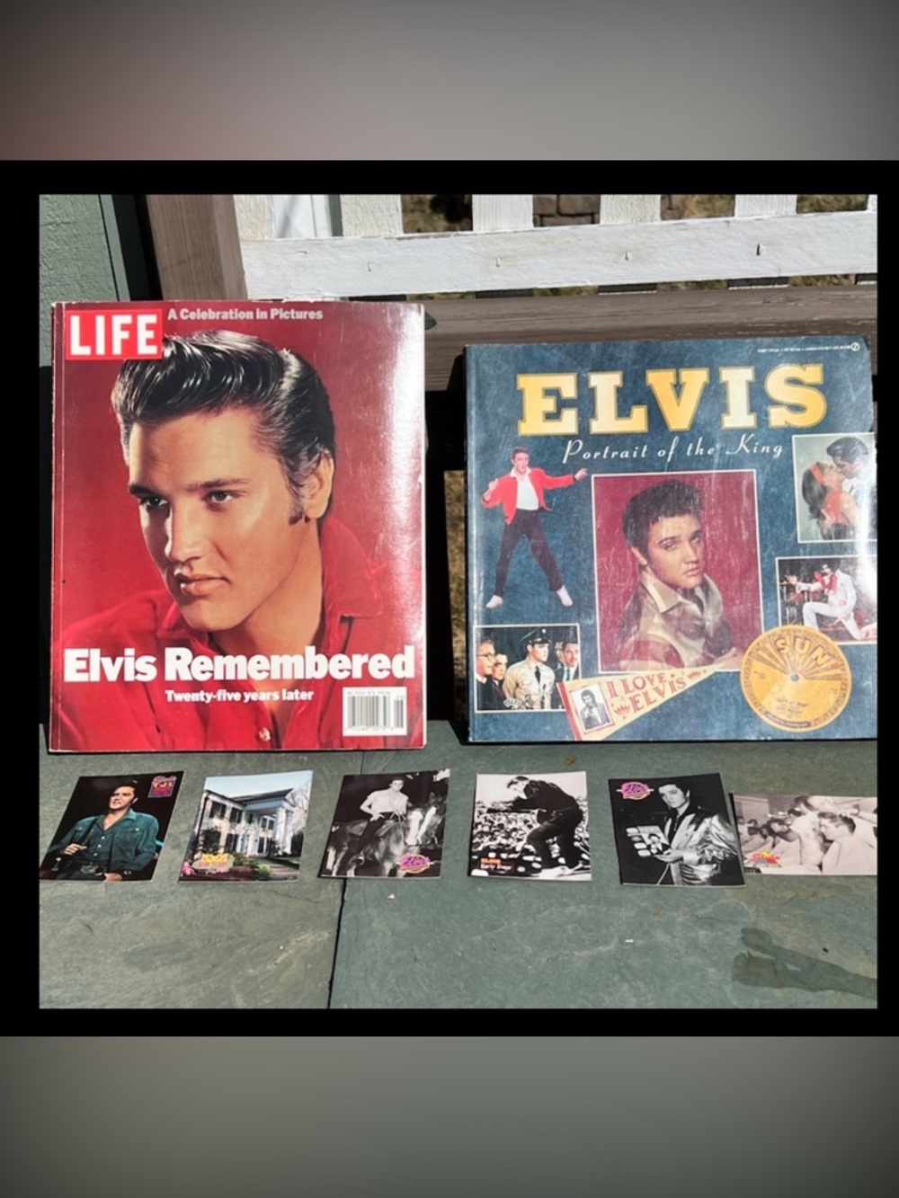 ELVIS LOT  1995 A Celebration in Pictures Life Mag/ Portrait Of A King & Cards